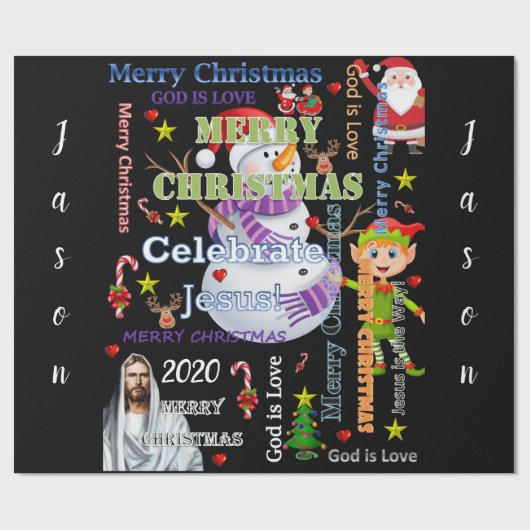 Weihnachtswrapping Papier Jesus Santa 2020 Geschenkpapier (Flach)