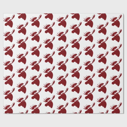 Weihnachtswrapping Papier Kariert Elch Geschenkpapier (Flach)