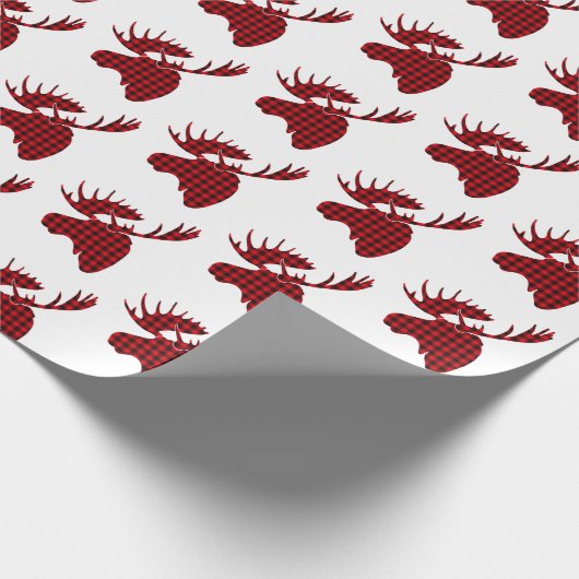 Weihnachtswrapping Papier Kariert Elch Geschenkpapier (Ecke)