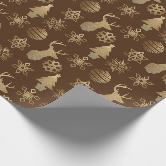 Weihnachtswrapping Papier-Nordic Gold Geschenkpapier (Ecke)