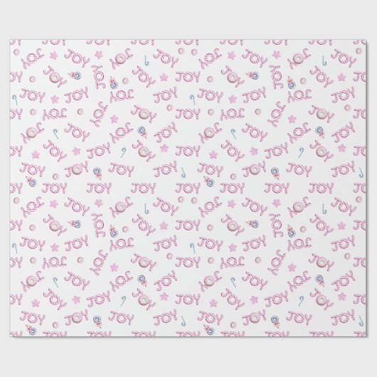 Weihnachtswrapping Papier Pink Candy Cane Joy Geschenkpapier (Flach)