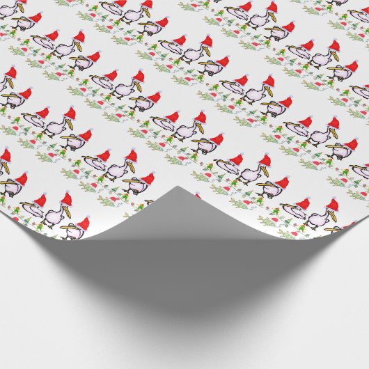 Weihnachtswrapping Papier Pink Pelican Geschenkpapier (Ecke)