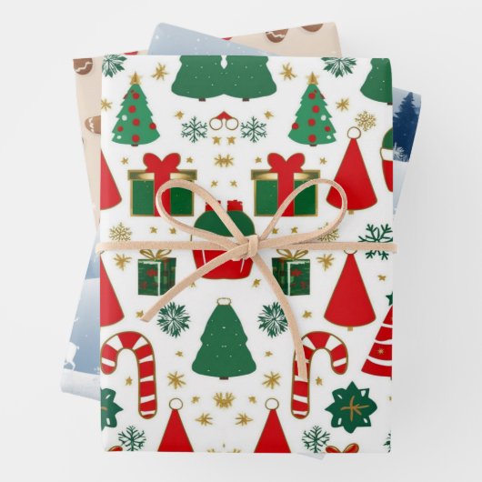 Weihnachtswrapping Papier Set von 3 (Beispiel)