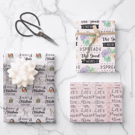 Weihnachtswrapping Papier Set von 3 (Vorderseite)
