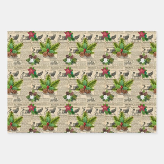 Weihnachtswrapping Papier Set von drei (Vorderseite 2)