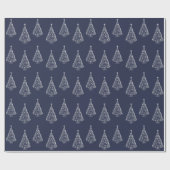 Weihnachtswrapping Papier Silver Tree Navy Geschenkpapier (Flach)