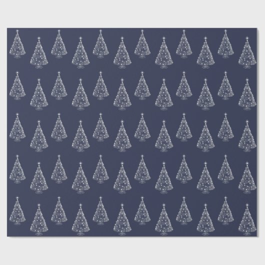 Weihnachtswrapping Papier Silver Tree Navy Geschenkpapier (Flach)