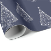 Weihnachtswrapping Papier Silver Tree Navy Geschenkpapier (Rolleneckpunkt)
