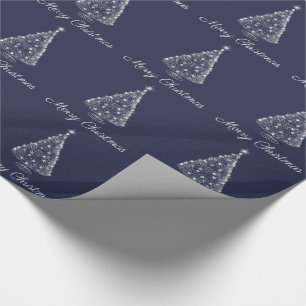 Weihnachtswrapping Papier Silver Tree Navy Geschenkpapier