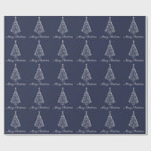 Weihnachtswrapping Papier Silver Tree Navy Geschenkpapier (Flach)