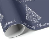 Weihnachtswrapping Papier Silver Tree Navy Geschenkpapier (Rolleneckpunkt)