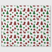 Weihnachtswrapping Papier Xmas Bäume Strumpf Karie Geschenkpapier (Flach)
