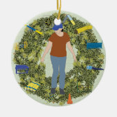 Weihnachtswreath-Agility-Lenker 1 Keramik Ornament (Vorne)