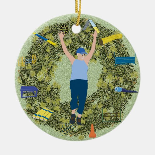 Weihnachtswreath-Agility-Lenker 2 Keramikornament (Vorne)