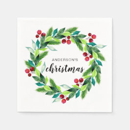 Weihnachtswreath Berries Personalisiert Serviette