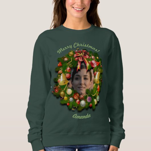 WeihnachtsWreath besonders angefertigt mit Ihrem Sweatshirt (Vorderseite)