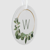 WeihnachtsWreath des Familien-Monogramm-| moderner Ornament (Vorderseite)