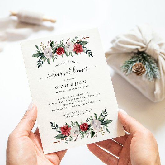 Weihnachtswreath Floral | Hochzeitsessen Probe Einladung