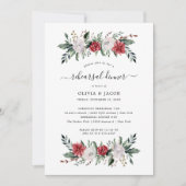 Weihnachtswreath Floral | Hochzeitsessen Probe Einladung (Vorderseite)
