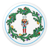 WeihnachtsWreath mit Kochs-Nussknacker Keramikknauf (Vorderseite)