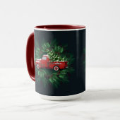 Weihnachtswreath Red Vintag Truck Latte Tasse (Vorderseite Links)