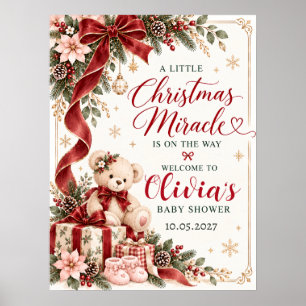 Weihnachtswunder-Bär-Baby-Shower-Plakat Poster