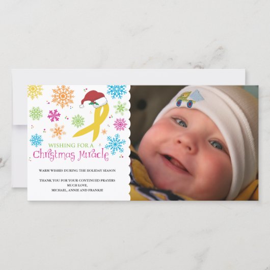 Weihnachtswunder - Kindheits-Krebs-Band Feiertagskarte (Vorderseite)