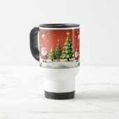 Weihnachtswunderland mit Santa & Bäumen Reisebecher (Vorderseite Links)