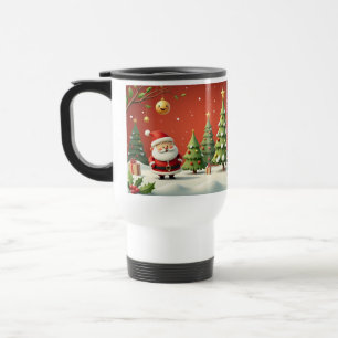 Weihnachtswunderland mit Santa & Bäumen Reisebecher