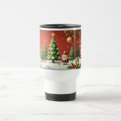 Weihnachtswunderland mit Santa & Bäumen Reisebecher (Mittel)