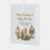 Weihnachtswunsch individuell anpassbar ornament aus glas (Vorderseite links)