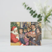 Weihnachtswunsch, Junge auf Weihnachtsmann Feiertagspostkarte (Stehend Vorderseite)