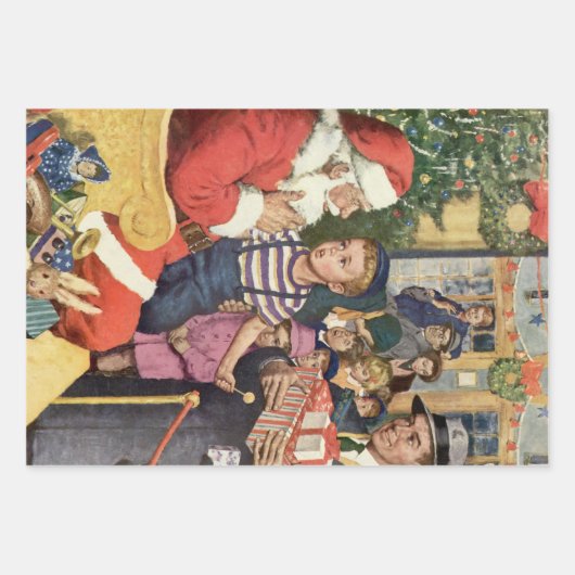 Weihnachtswunsch, Junge auf Weihnachtsmann Geschenkpapier Set (Vorderseite 2)