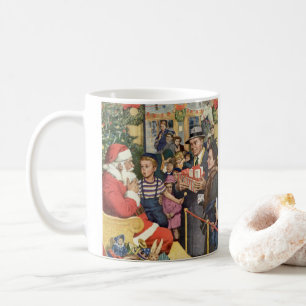 Weihnachtswunsch, Junge auf Weihnachtsmann Kaffeetasse