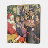 Weihnachtswunsch, Junge auf Weihnachtsmann Keramikornament (Links)