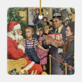 Weihnachtswunsch, Junge auf Weihnachtsmann Keramikornament (Rückseite)