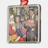 Weihnachtswunsch, Junge auf Weihnachtsmann Silbernes Ornament (Links)
