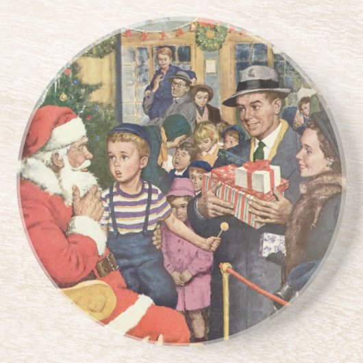 Weihnachtswunsch, Junge auf Weihnachtsmann Untersetzer (Vorne)