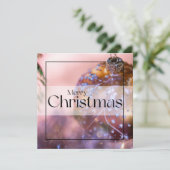 Weihnachtswünsche auf einem rosa Zierhintergrund # Feiertagskarte (Stehend Vorderseite)