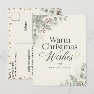 Weihnachtswünsche Botanisches Blatt Winterfeierta Postkarte