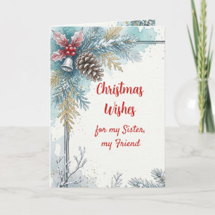 Weihnachtswünsche Chickadee Schwester Freundin Feiertagskarte