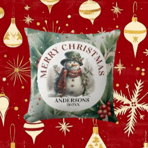 Weihnachtswünsche des Schneemanns Kissen