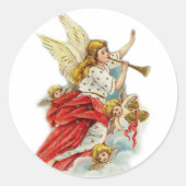 Weihnachtswünsche Engel Runder Aufkleber (Vorderseite)