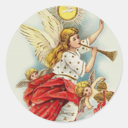 Weihnachtswünsche Engel Runder Aufkleber (Vorderseite)