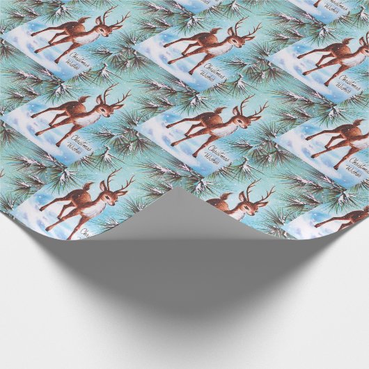 Weihnachtswünsche Hirsch Geschenkpapier (Ecke)