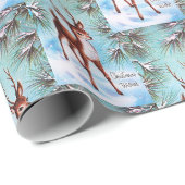 Weihnachtswünsche Hirsch Geschenkpapier (Rolleneckpunkt)