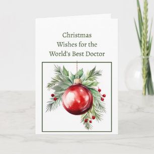 Weihnachtswünsche Holly Berry Schmuckstück Arzt Feiertagskarte