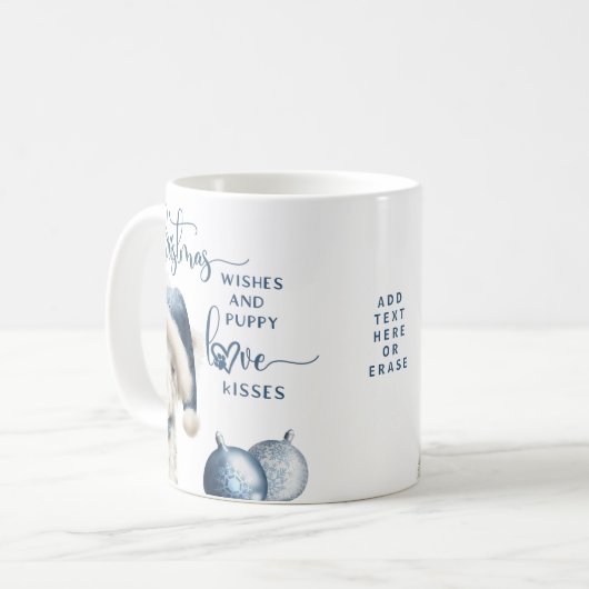 Weihnachtswünsche, Hund über Weihnachtsgeschenk, B Kaffeetasse (Vorderseite Links)