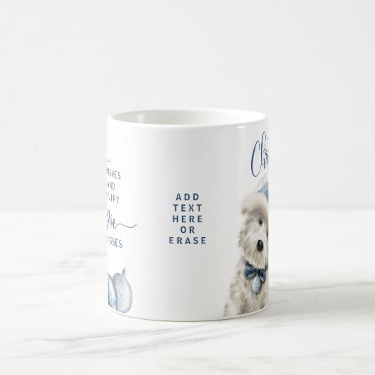 Weihnachtswünsche, Hund über Weihnachtsgeschenk, B Kaffeetasse (Mittel)