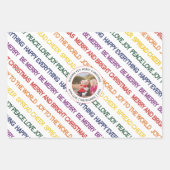 Weihnachtswünsche in Regenbogenfarben Foto Geschenkpapier Set (Vorderseite)